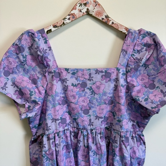 MINNIE MOUSE Disney Purple Floral Square Neck Dress Girls XXL - Picture 3 of 8